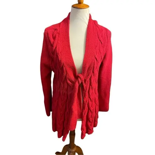 Inc International Concepts Red Cable Knit Cardigan with Tie at Chest Size X