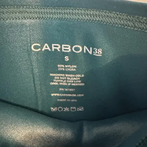 Carbon 38 JADE GREEN SHINE LEGGINGS. SZ SMALL HIGH WAIST