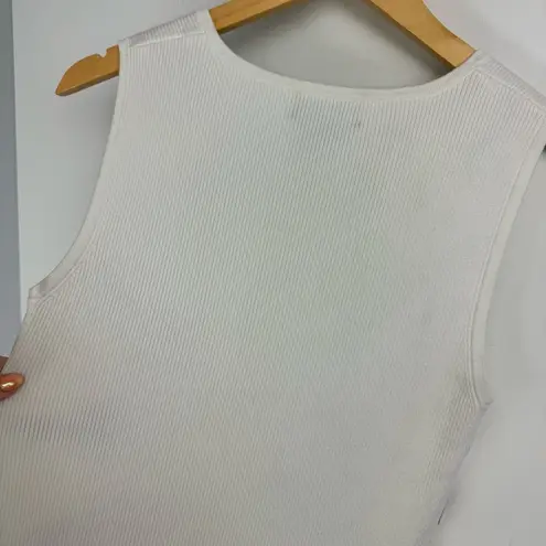 Vtg Y2K Zebra Stripe Ribbed Top Sz Large Quarter Zip Sleeveless Tank Black