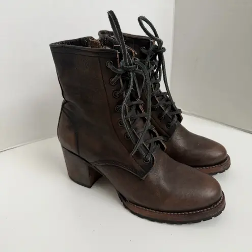 Freebird Cavalier Boots Combat Leather Lace Up Lugged Boho Western Brown Green Size 10