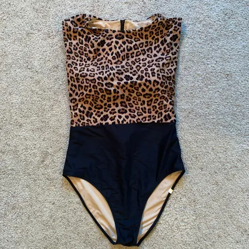 Summersalt The Surf High Neck Leopard Animal Print One Piece Swimsuit Size 8