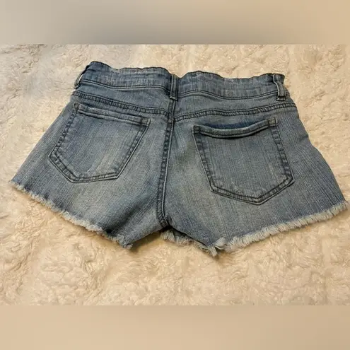 Eunina Mid Rise Shortie Denim Shorts With Flowered Embroidery