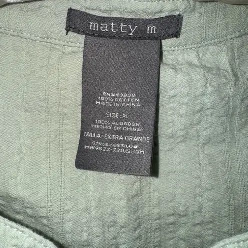 Matty M Green Boxy Tunic with Mandarin Collar Size XL
