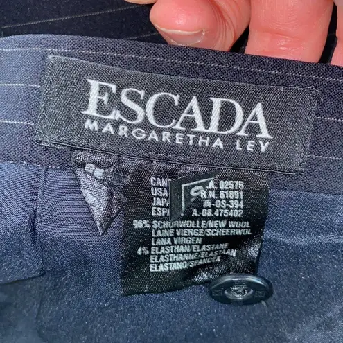 Escada Vintage Pinstripe Skirt & Blazer Set Sz 10 Lightweight Fitted Designer