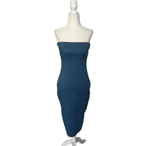 Susana Monaco Strapless Midi Dress in Light Denim Small New Womens Jean