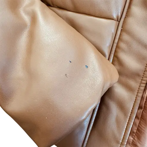 Apparis Brown Faux Leather Puffer Jacket