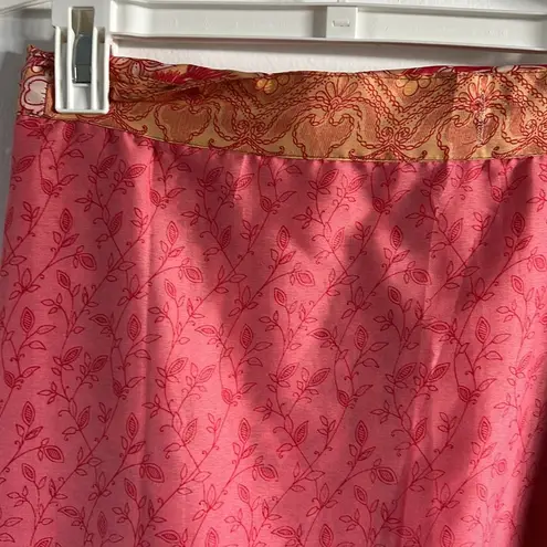 Kariza Designs pink and red wrap midi skirt / dress Size L