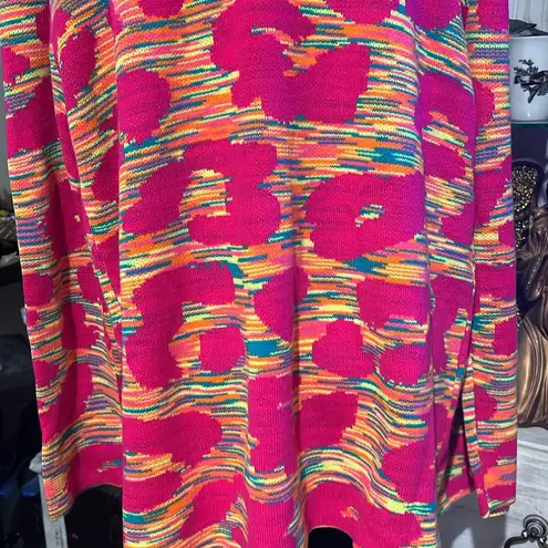 Crazy Train Pink and Yellow Knit Cardigan oversize M