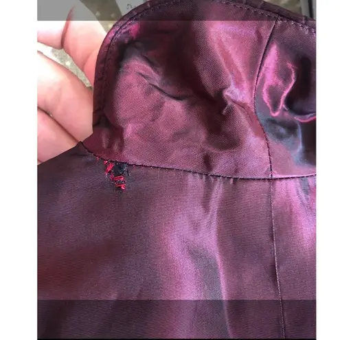 1990s Trio New York Burgundy Satin Blazer & Pant Set hoilday formal small Red