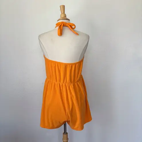 Wild Fable  Solid Orange Towel Material Cut Out Swim Cover Halter Romper
