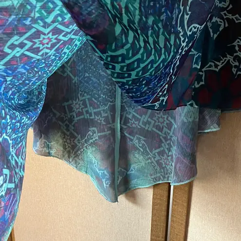 One World Blue and Green Sheer cover up petite medium