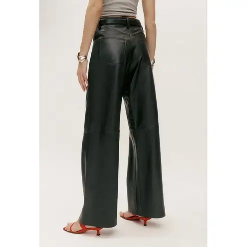Reformation  x Veda Kennedy Black Leather Wide Leg Pants Size 6 MSRP $498