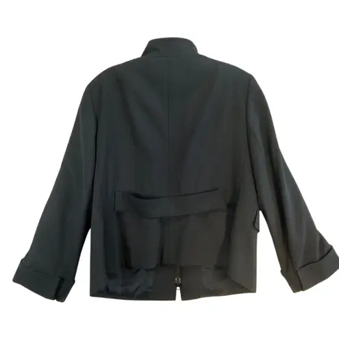 Akris Punto Wool Blend Jacket Full Zip Stretch Career Black US 14