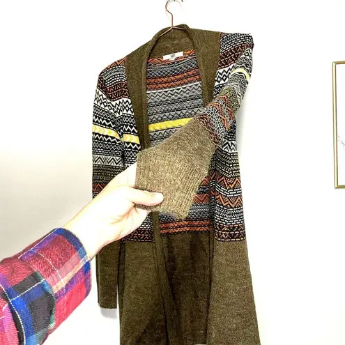 YA Los Angeles Striped Colorful Long Cotton Womens Large Cardigan