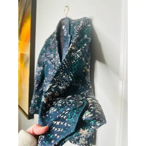 Zadig & Voltaire Viking Jac Glam Navy Jacquard Blazer Size 42