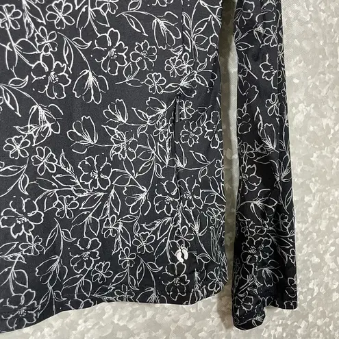 Hang Ten Women's Black Floral Quick-Dry UPF 50+ Top - Size Medium - Gorpcore