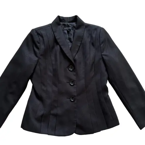Kasper Blazer Black Monochromatic Long Sleeve Tailored Jacket Size 8 Petite