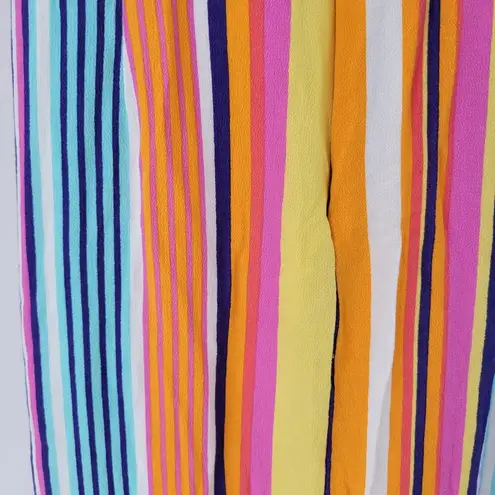 Harper Heritage Dress Small Multicolor Striped Tie Waist Wood Button Front