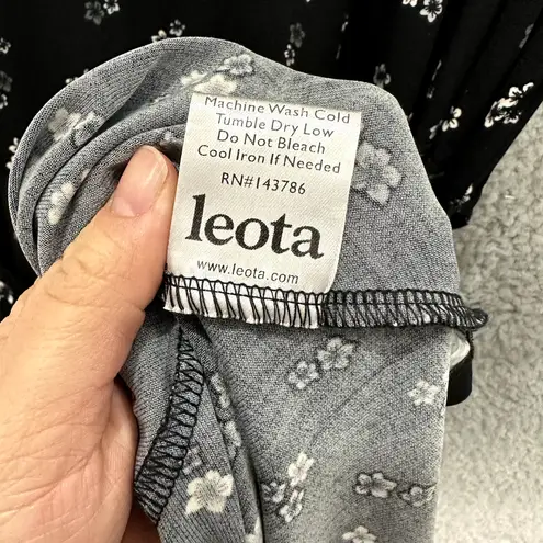 Leota Midi Dress Womens 2X Black Floral 3/4 Sleeve Belted Dainty Feminine Boho