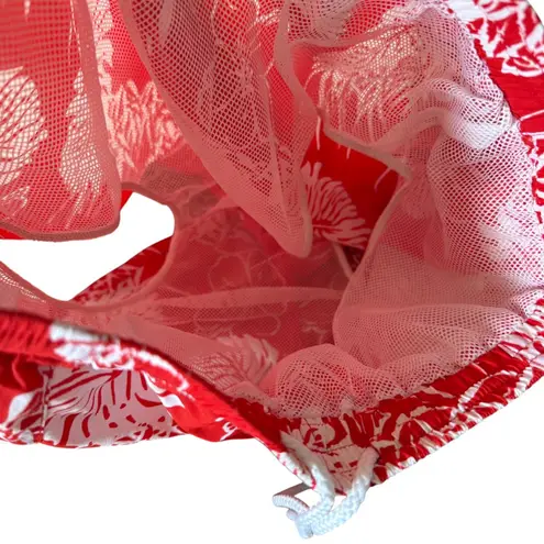 Tactics red and white floral and leaf pull on swim activewear casual shorts M Size M