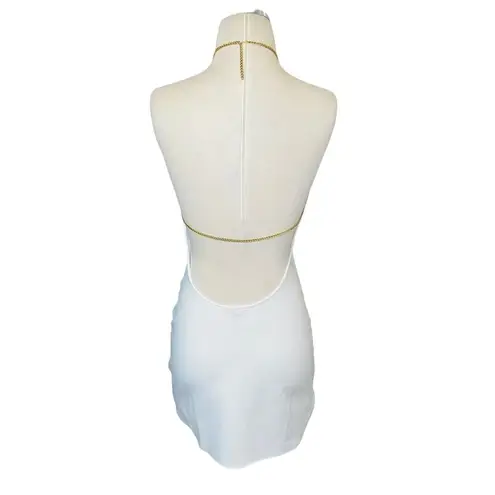 The Bar  Liam Chain Dress in Coconut White 2 New Womens Mini Backless