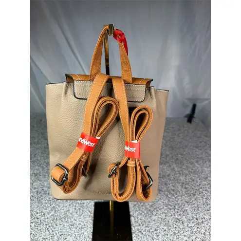 Montana West Women's Small Colorblock Convertible Backpack Beige Tan