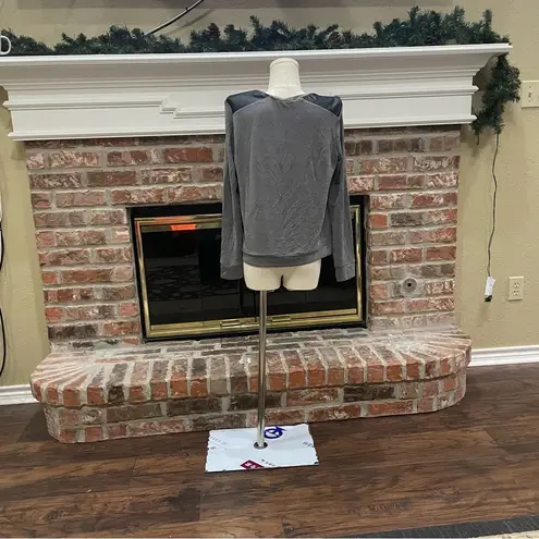 Generation Love grey sweater with black leather shoulders / S / New with tags