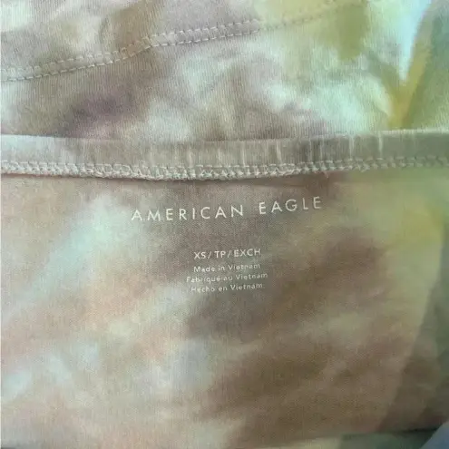 American Eagle  tie dye light wash cropped tube top in size xs