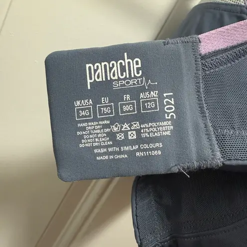 Panache High Impact Underwire Sports Bra 34G Navy Gray Purple