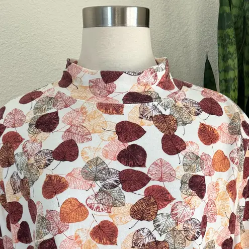 Vintage Fall Leaf Turtleneck Top 100% Cotton teacher size 2X White