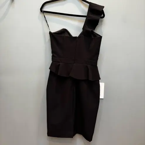 Bardot Camellia One-Shoulder Cocktail Sheath Dress in Black 6 / S