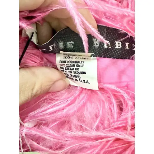 Lillie Rubin Strapless Feather Sequinned Maxi Dress Barbie Pink Women's Size 8