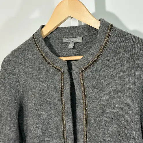 Neiman Marcus Cashmere Collection Metallic Trim Open Cardigan – Gray, Size Small - Image 2
