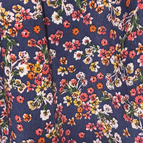 Time and Tru XXL Blue Pink Floral Tiered V Neck Babydoll Dress Long Sleeve Fall