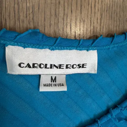 Caroline Rose Turquoise Textured 3/4 Sleeve Tunic Top M Made in USA Blue Size undefined