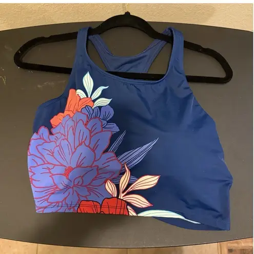 Avia Women's Flower Placement Print High Neck Swimsuit Top Built In Bra Size XL - Image 1