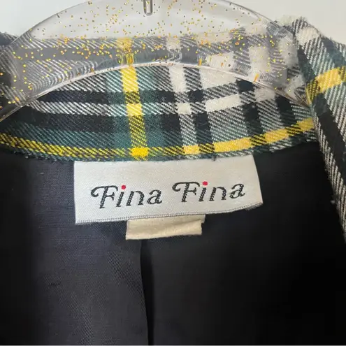 Vintage 90s Fina Fina Green Plaid Flannel Blazer Jacket L Multiple Size L