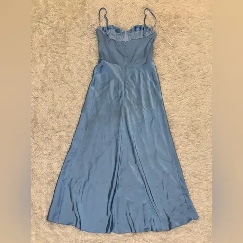 Katie May New Flora Bustier top sleeveless satin Blue Cocktail midi Dress S