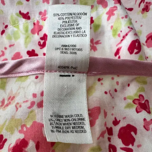 Pink Coconut Boutique PINK 3X Pink Floral Short Sleeve Button Front Nightgown Dress Pockets