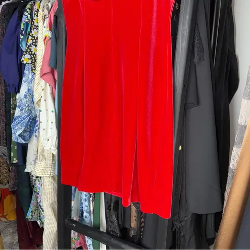 Avec Les Filles Rosette Red Off-the-Shoulder Velvet Minidress