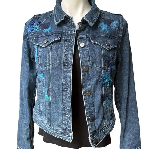 Pilcro and the Letterpress Anthropologie Pilcro Beaded Embroidered Denim Jacket