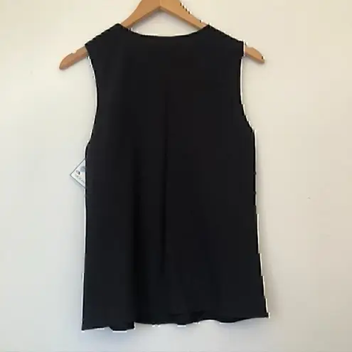 Vanity Fair NEW NWT VINTAGE VTG Black Textured Floral Semi Sheer Tank Top Small