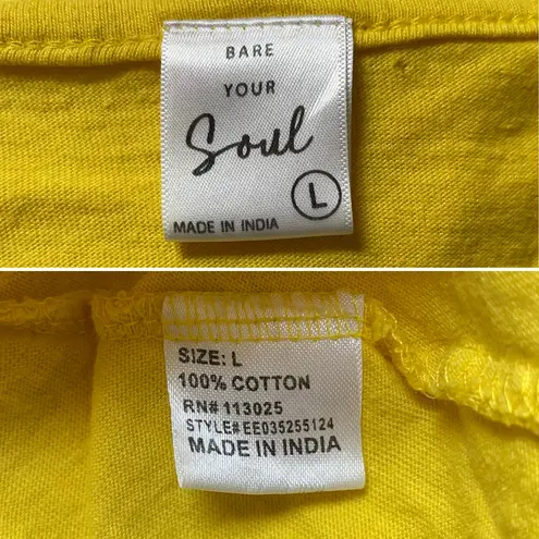 Women’s Mexican embroidered floral print peasant cotton boho top Yellow Size L