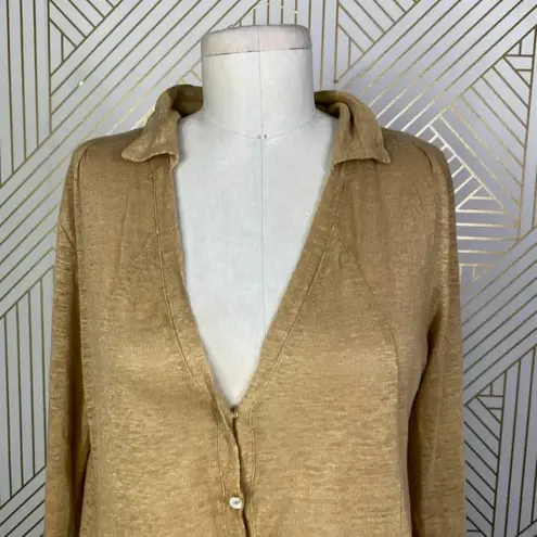 Cotélac Tan Linen Lightweight Button Front Cardigan Top Size 1 / US 8 Brown