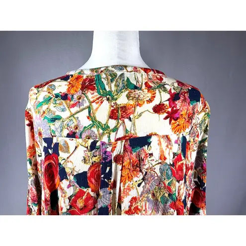 Floral Multicolor Flowy Tunic Top by Fortuity Size L Boho Lagenlook Artsy Fairy Size L