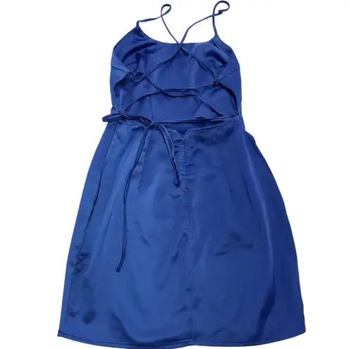superdown  Dress Womens XXS Blue Yve Satin Strappy Mini Bodycon‎ Party Cocktail
