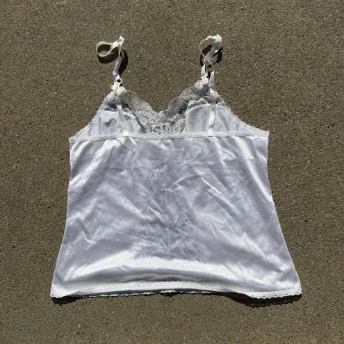 Vintage Ashley Taylor Ivory White Lace Scalloped Cami Slip Tank Top Nylon MEDIUM
