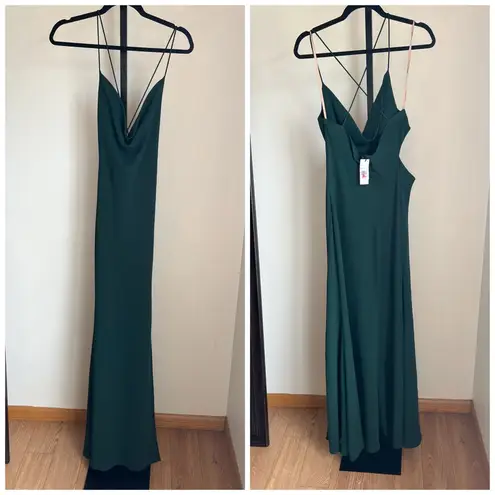 Fame and Partners Green Cowl Neck Gown US 12 NEW