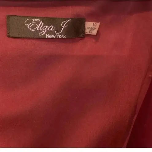 Eliza J Women's Burgundy Shawl Collar Pleated Midi Sheath Party Dress Size 10