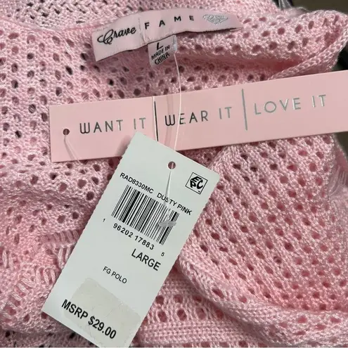 Crave fame Crochet Fringe Crop Top Womens Size Large Boho Kawaii Pastel Festival